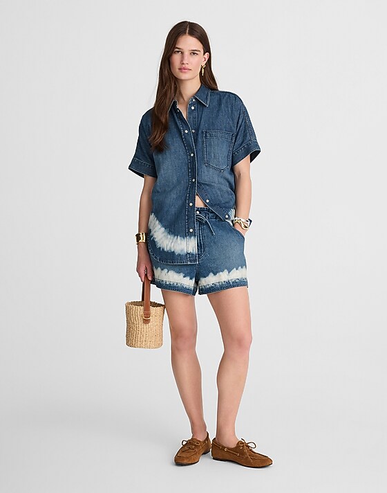 Madewell Shibori Denim Short-Sleeve Shirt Shibori Wash