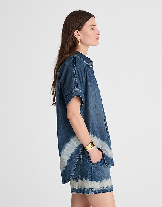 Madewell Shibori Denim Short-Sleeve Shirt Shibori Wash