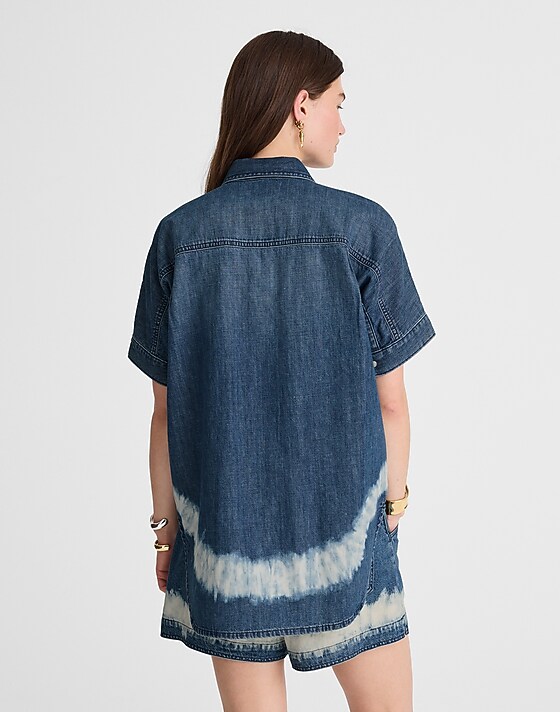 Madewell Shibori Denim Short-Sleeve Shirt Shibori Wash