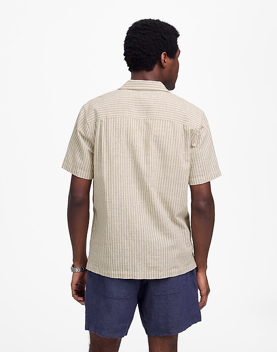 Madewell Short-Sleeve Button-Up Shirt In Indigo-Dyed Stripe Colton Stripe