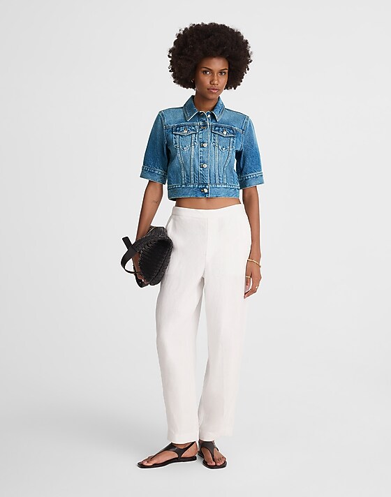 Madewell Shrunken Denim Trucker Jacket In Hazeldell Wash Hazeldell Wash