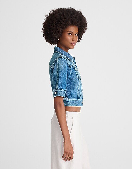 Madewell Shrunken Denim Trucker Jacket In Hazeldell Wash Hazeldell Wash