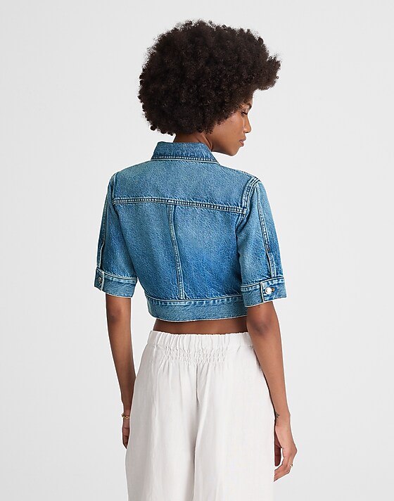 Madewell Shrunken Denim Trucker Jacket In Hazeldell Wash Hazeldell Wash