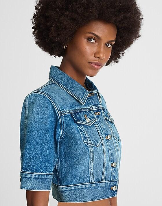 madewell Shrunken Denim Trucker Jacket in Hazeldell Wash hazeldell wash