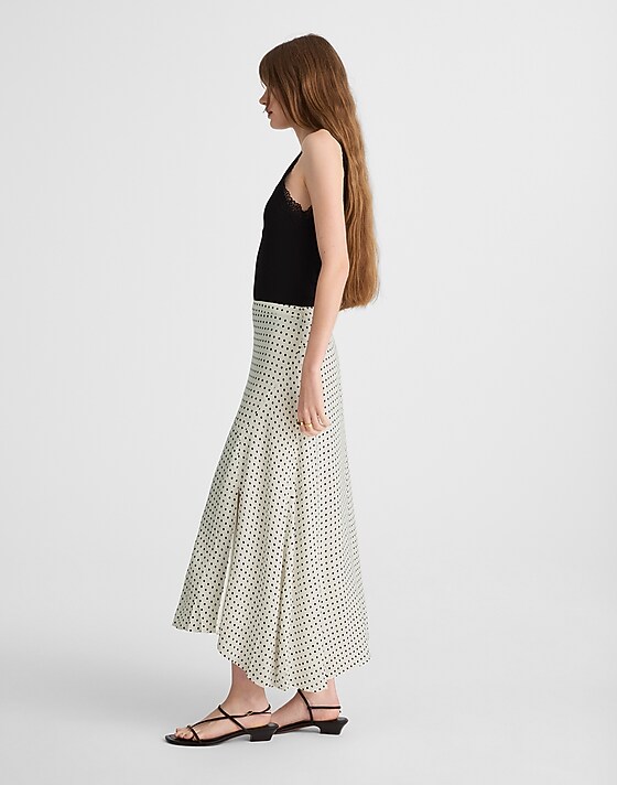 Madewell Side-Slit Midi Skirt Linear Dots Lighthouse