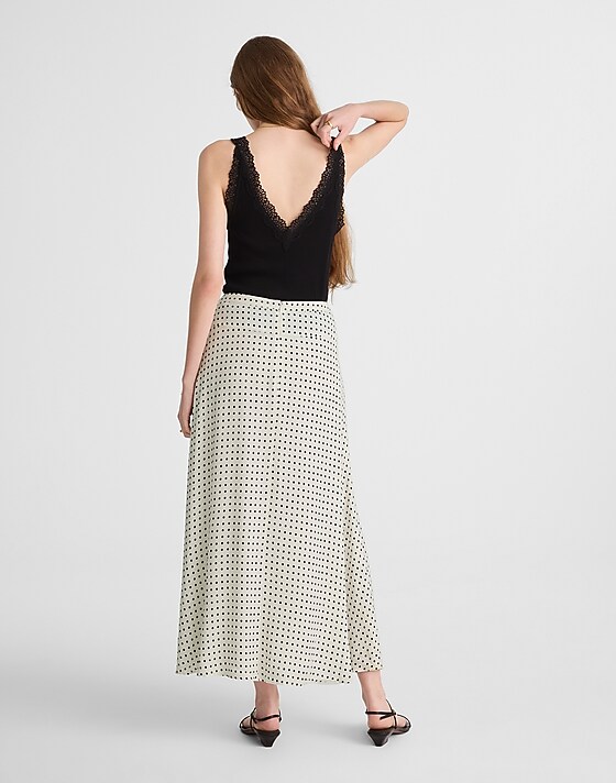 Madewell Side-Slit Midi Skirt Linear Dots Lighthouse