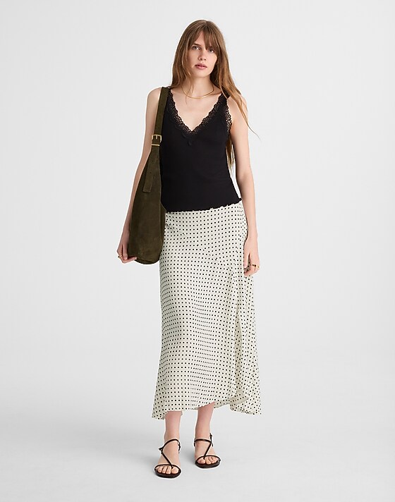 madewell Side-Slit Midi Skirt linear dots lighthouse