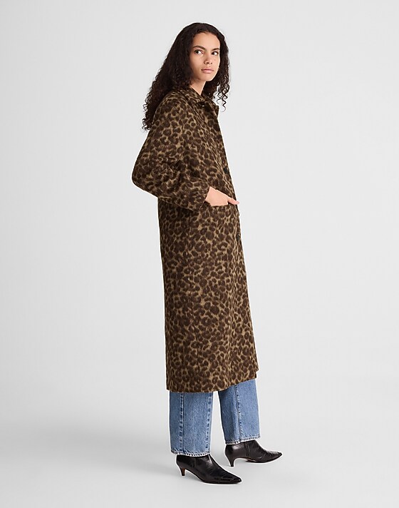 Madewell Single-Breasted Topcoat In Leopard Print Brushed Leopard