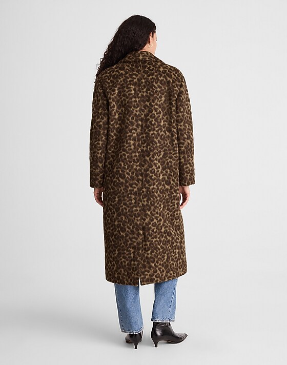 Madewell Single-Breasted Topcoat In Leopard Print Brushed Leopard