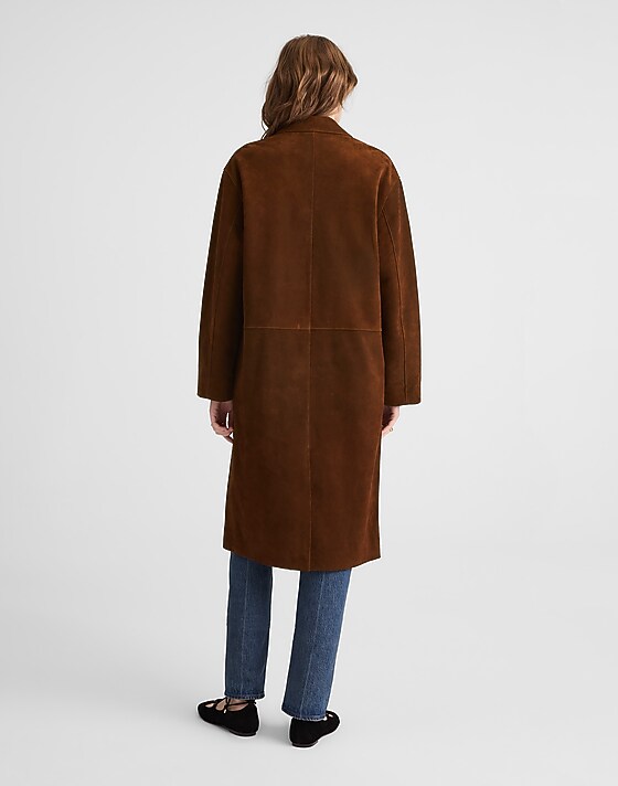 Madewell Single-Breasted Topcoat In Suede Dark Roast Suede