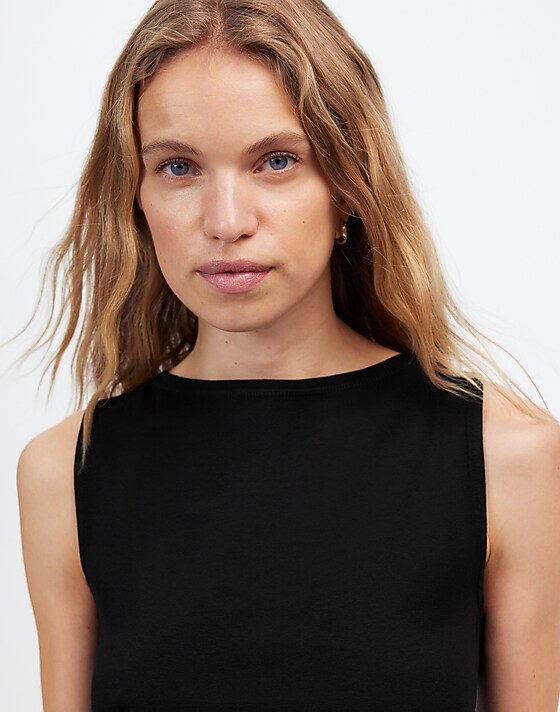 madewell Sleeveless Boatneck Side Slit Tee jet black