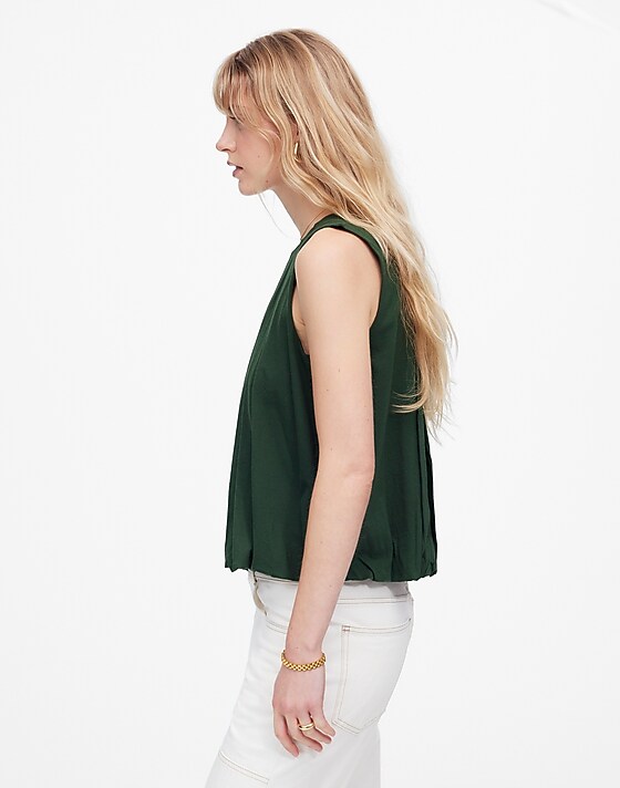 Madewell Sleeveless Crewneck Bubble Top Summit Green