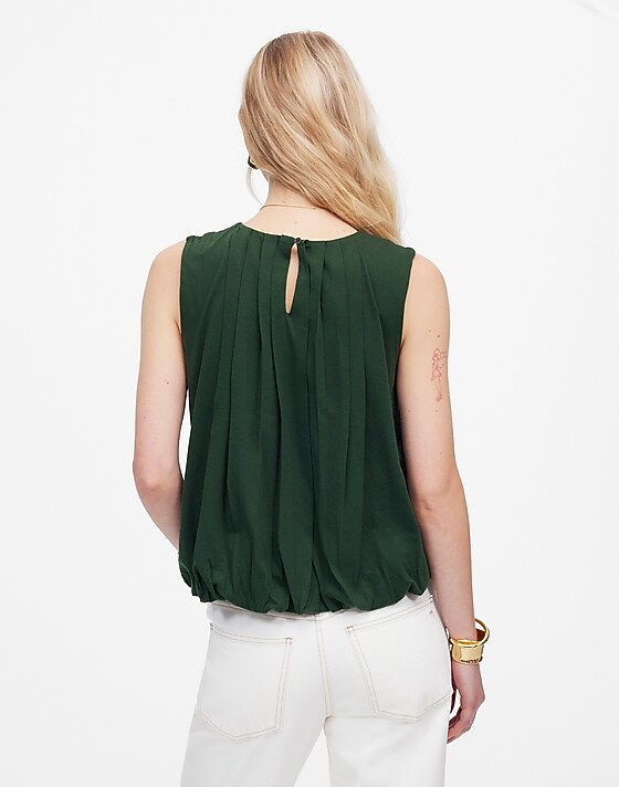 Madewell Sleeveless Crewneck Bubble Top Summit Green