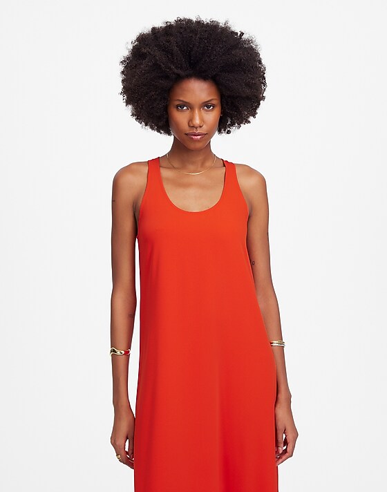 Madewell Sleeveless Scoopneck Midi Dress Bright Flame