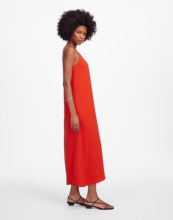 Madewell Sleeveless Scoopneck Midi Dress Bright Flame