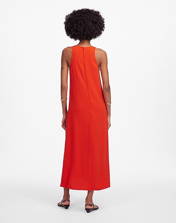 Madewell Sleeveless Scoopneck Midi Dress Bright Flame