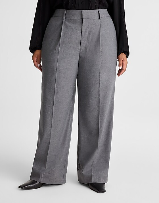 Madewell Slouchy Straight Pants In Brushed Twill Light Grey