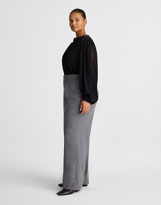 Madewell Slouchy Straight Pants In Brushed Twill Light Grey