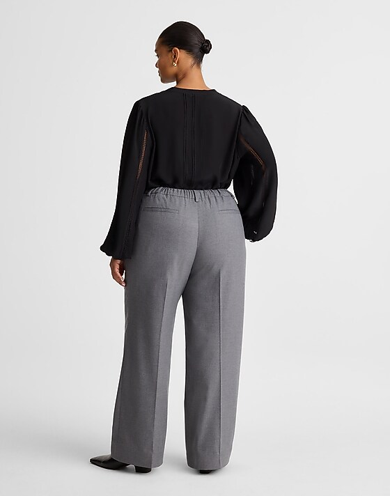 Madewell Slouchy Straight Pants In Brushed Twill Light Grey