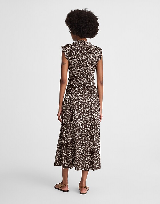Madewell Smocked Sleeveless Midi Dress Carissa Print
