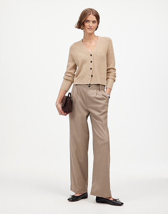 Madewell SoftWool Button-Front Cardigan Heather Oatmeal