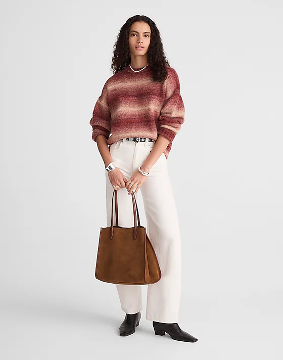 Madewell Space-Dyed Drop-Shoulder Sweater Autumn Berry Space Dye