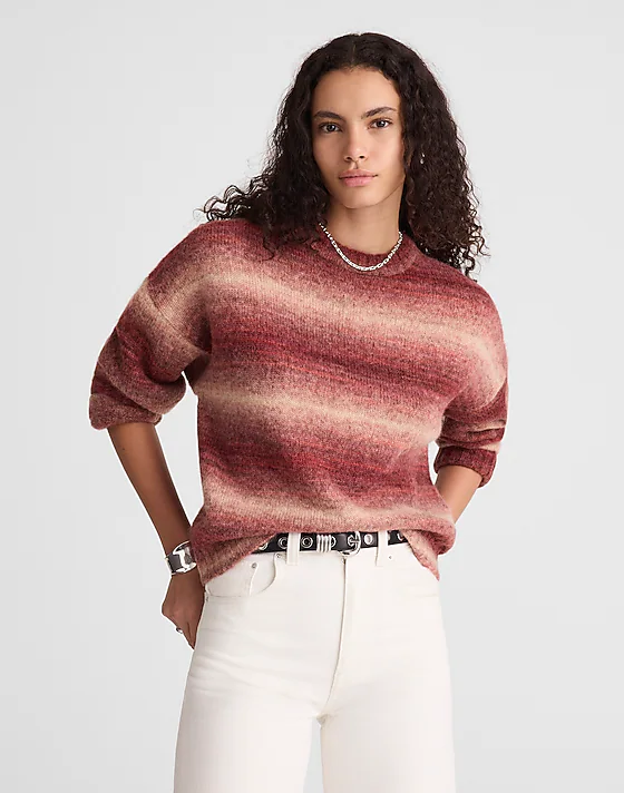 madewell Space-Dyed Drop-Shoulder Sweater autumn berry space dye