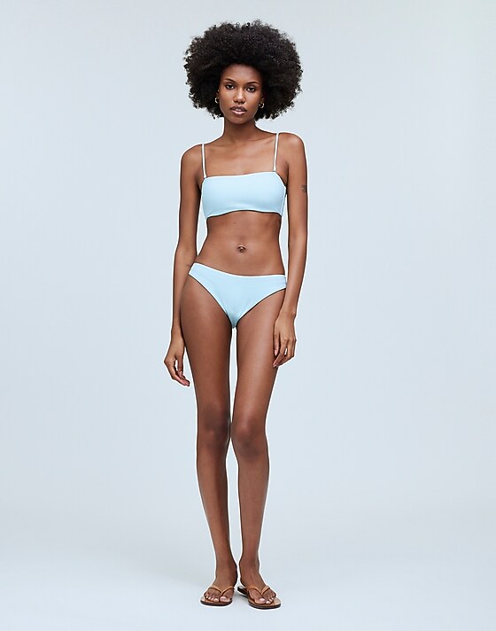 Madewell Spaghetti-Strap Bandeau Bikini Top Blue Heron