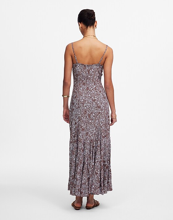 Madewell Squareneck Sleeveless Maxi Dress In Floral Adelaide Floral Henna