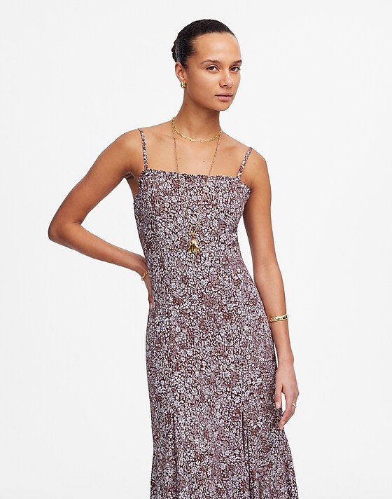 madewell Squareneck Sleeveless Maxi Dress in Floral adelaide floral henna