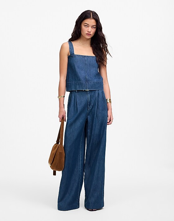 madewell Squareneck Tank in McNair Wash: Airy Denim Edition mcnair wash