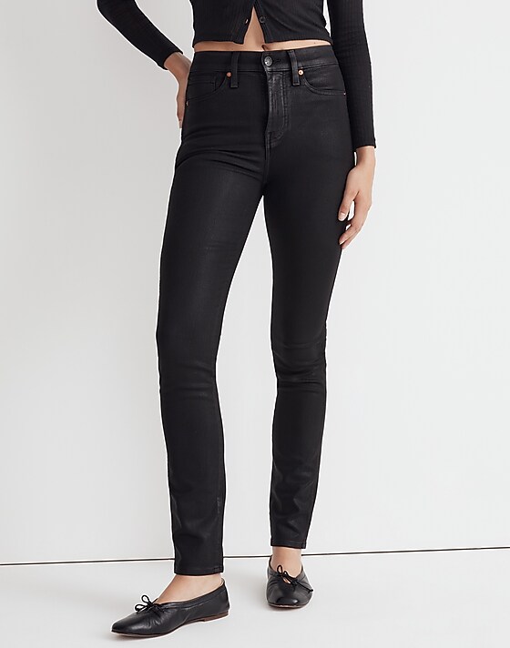 Madewell Stovepipe Jeans In True Black Wash: Coated Edition True Black