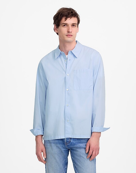 madewell Straight-Hem Cotton Button-Up Shirt whisper blue