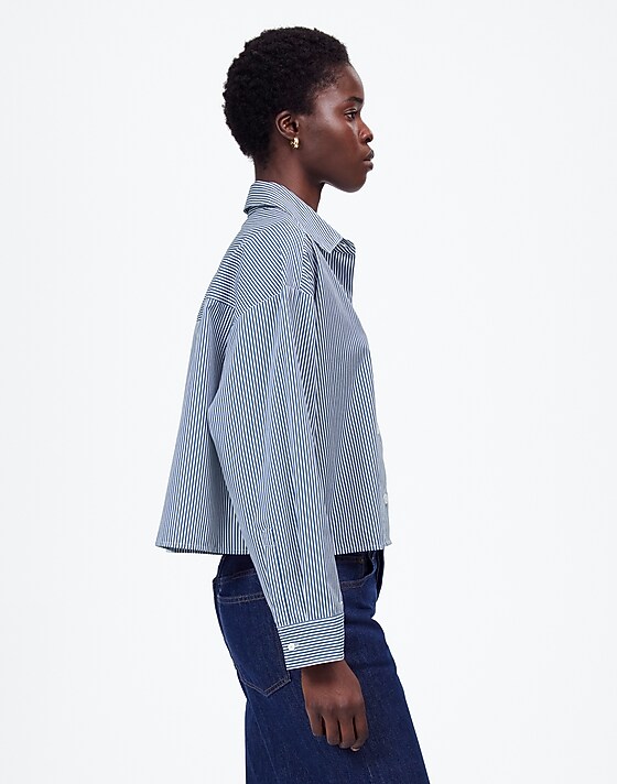 Madewell Straight-Hem Shirt Blue And White Even Stripe