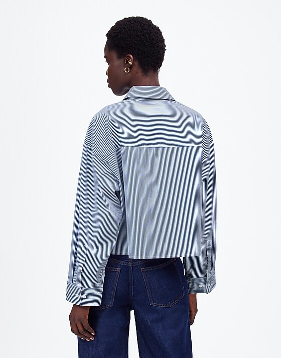 Madewell Straight-Hem Shirt Blue And White Even Stripe