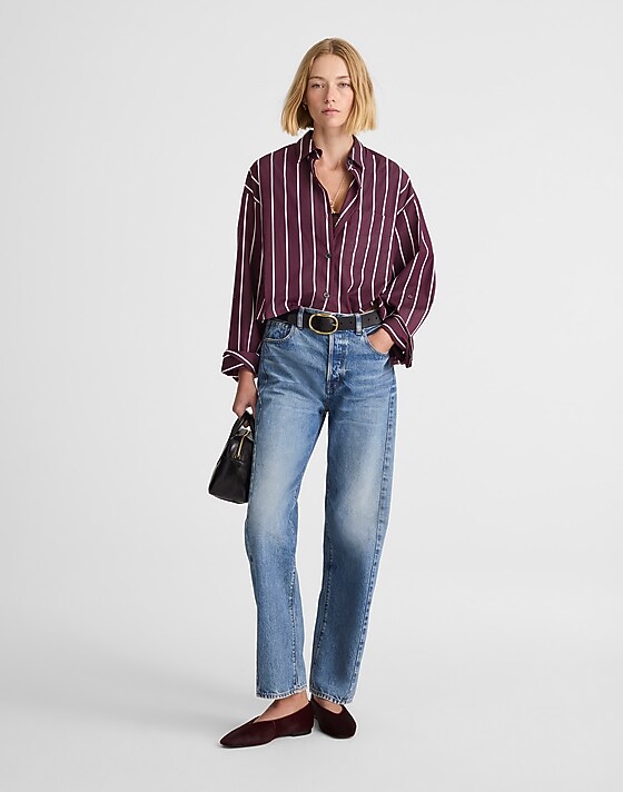 Madewell Straight-Hem Shirt In Poplin Deep Aubergine