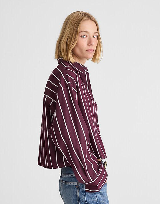 Madewell Straight-Hem Shirt In Poplin Deep Aubergine