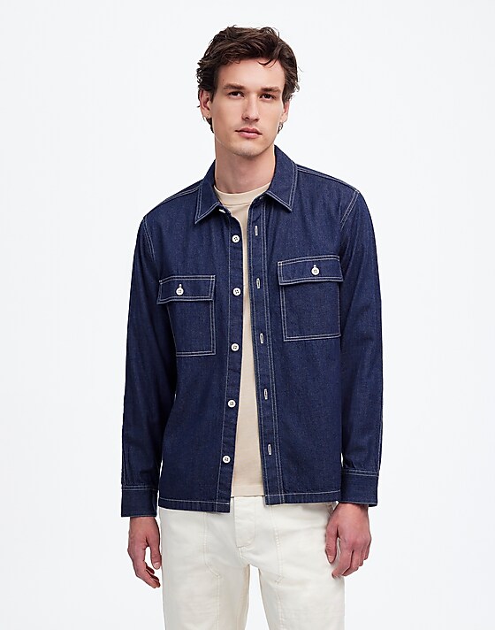 madewell Straight-Hem Work Shirt in Japanese Denim rinse