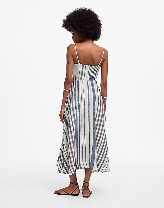 Madewell Striped Circle Maxi Dress In 100% Linen White