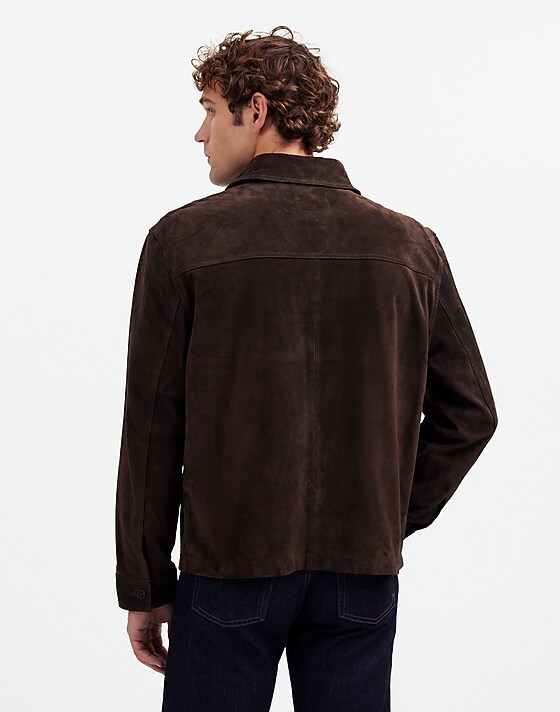 Madewell Suede Leather Boxy Shirt-Jacket Roasted Espresso