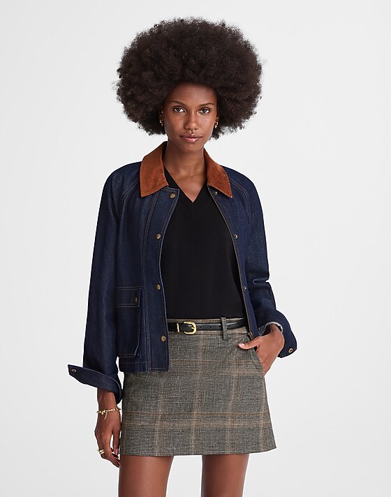 Madewell Suiting Mini Skirt In Plaid Brown Gray Plaid