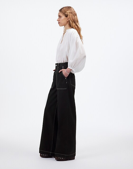 Madewell Superwide-Leg Jeans: Airy Denim Edition Clean Black Wash