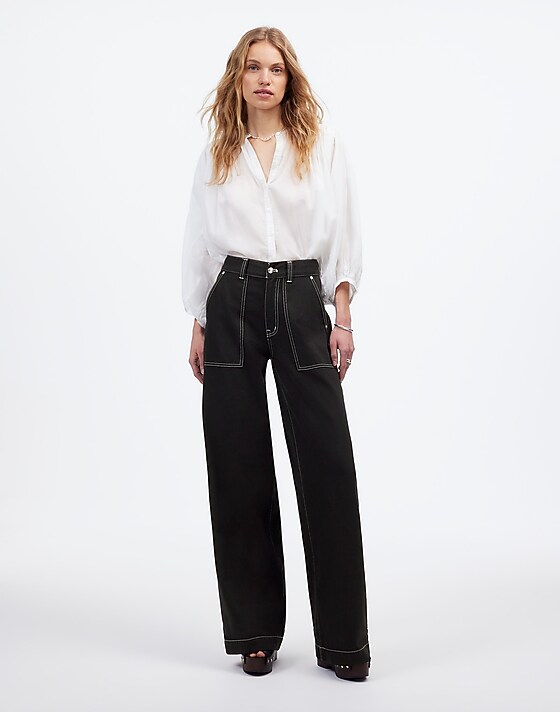 madewell Superwide-Leg Jeans: Airy Denim Edition clean black wash