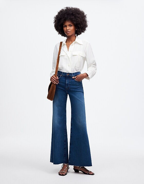 madewell Tall Flared Wide-Leg Crop Jeans pelion wash