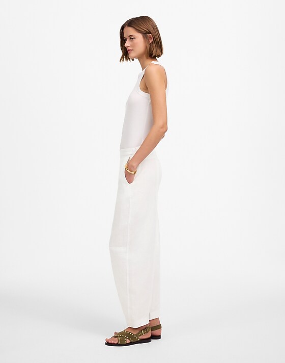Madewell Tall Pull-On Barrel Pants In 100% Linen Salt