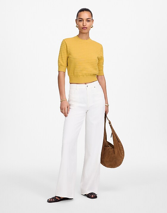 Madewell Textural-Stitch Cotton Sweater Chanterelle