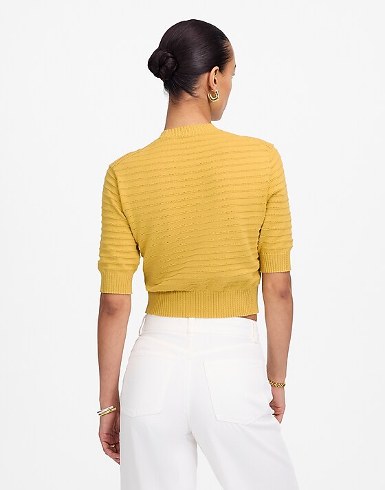 Madewell Textural-Stitch Cotton Sweater Chanterelle
