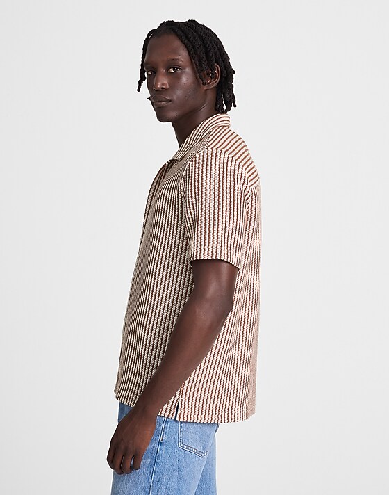 Madewell Textured-Knit Short-Sleeve Shirt Cinnamon Stick