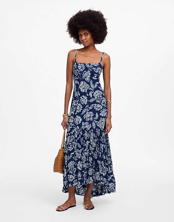 madewell Textured Maxi Slip Dress in Floral saylor floral navy large