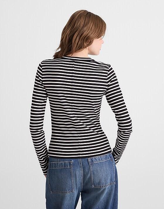Madewell The '90s Long-Sleeve Tee In Compact Cotton Bengal Stripe
